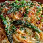 creamy sheet pan lemon asparagus pasta - featured image