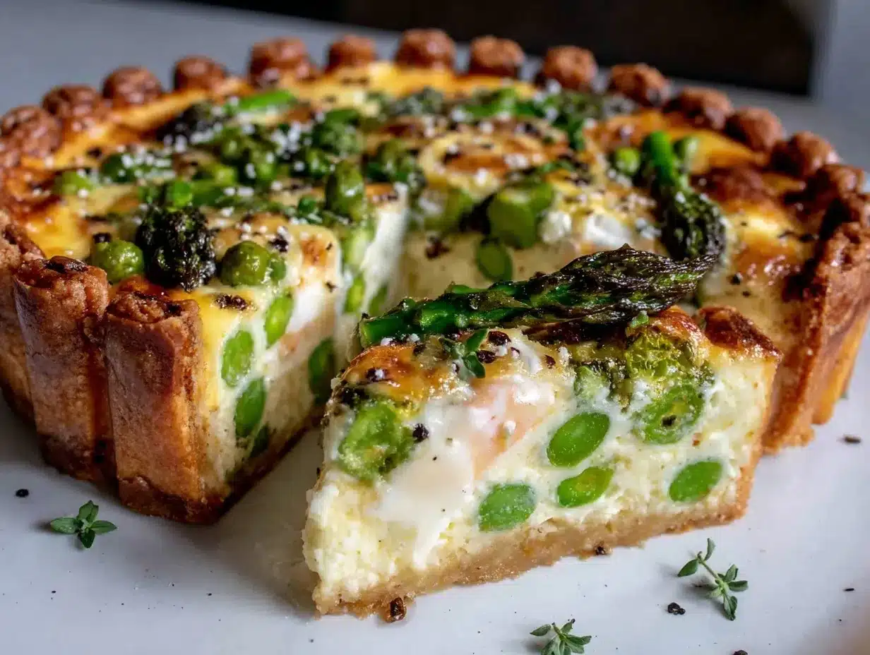 creamy spring vegetable quiche with swiss cheese preparation steps