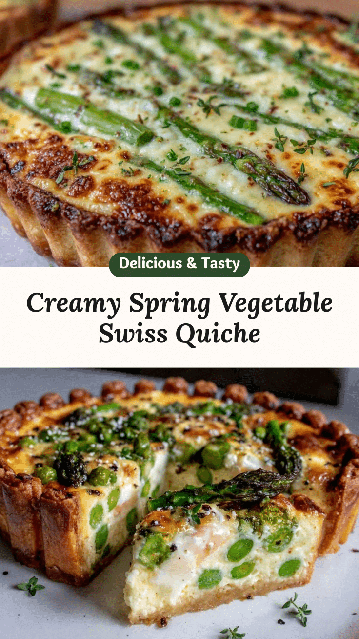creamy spring vegetable quiche with swiss cheese recipe