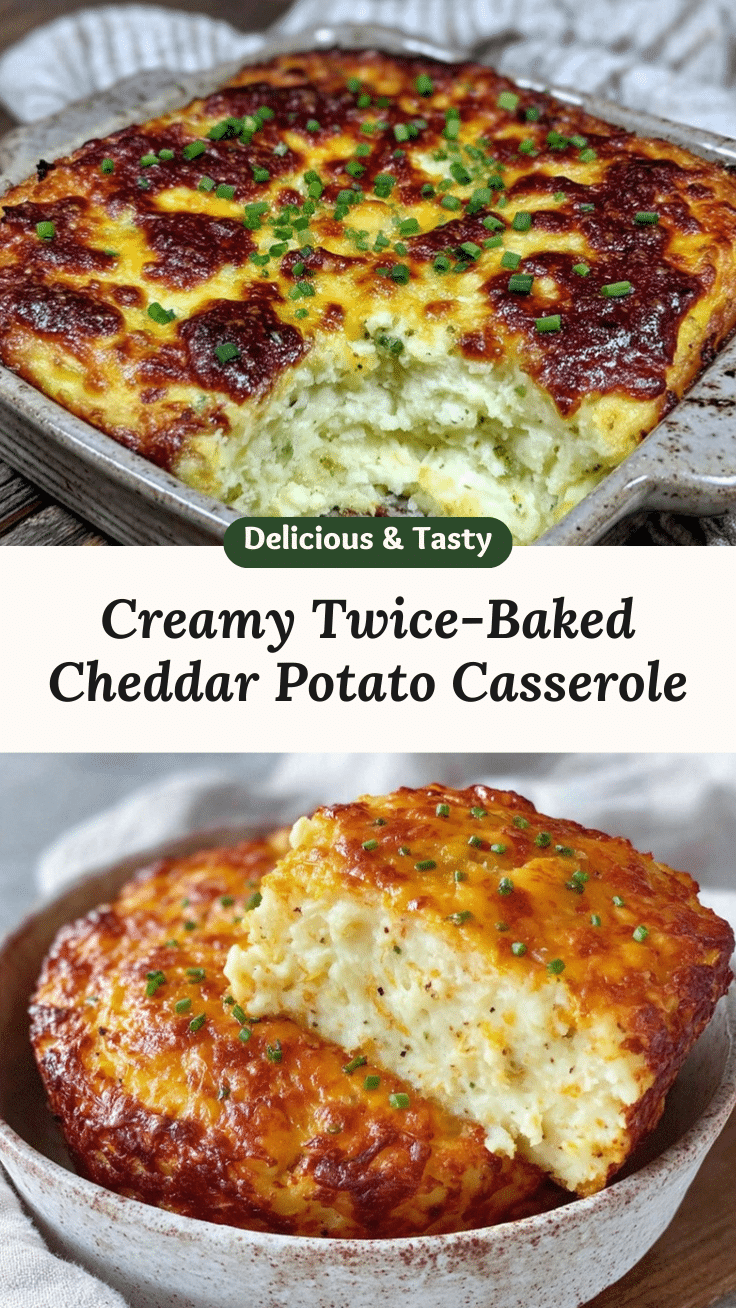 creamy twice-baked cheddar potato casserole recipe