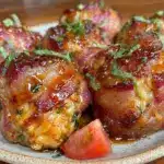crispy bacon-wrapped tomato basil orzo - featured image