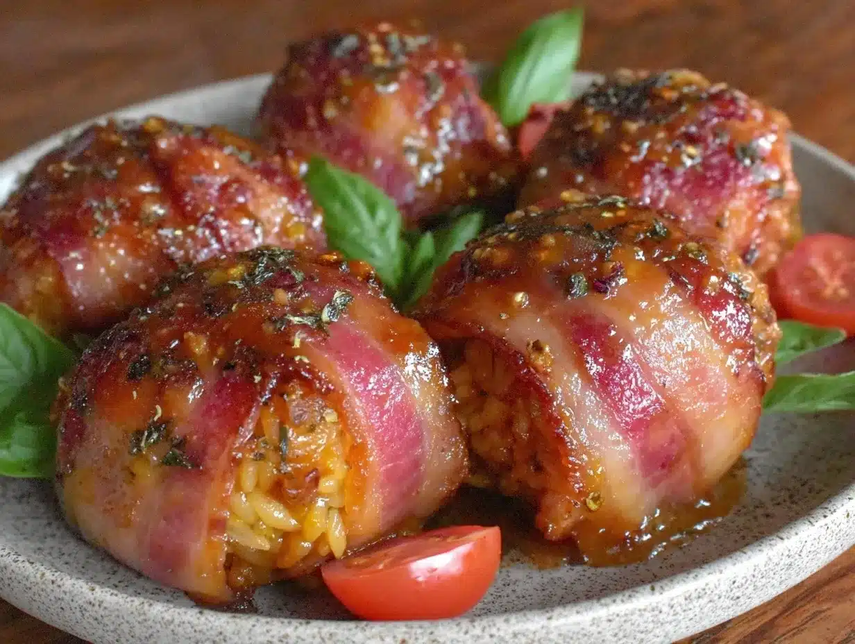 crispy bacon-wrapped tomato basil orzo preparation steps