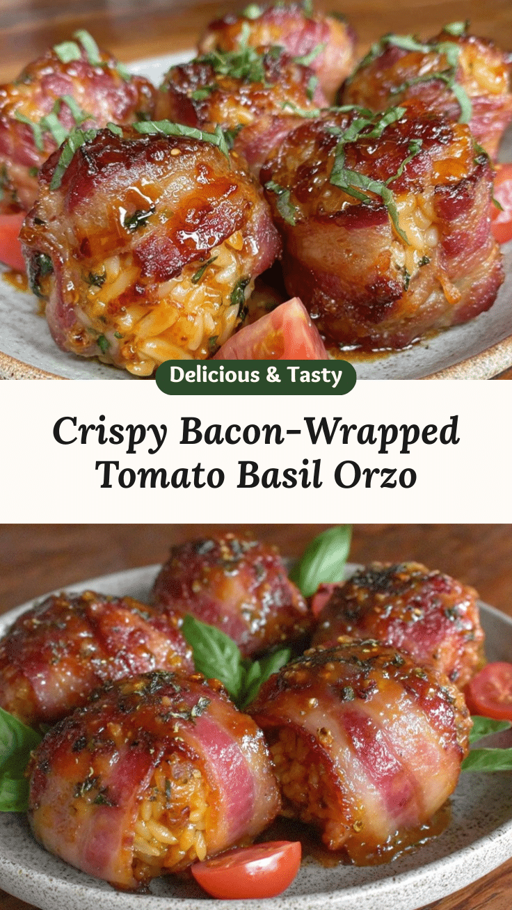 crispy bacon-wrapped tomato basil orzo recipe