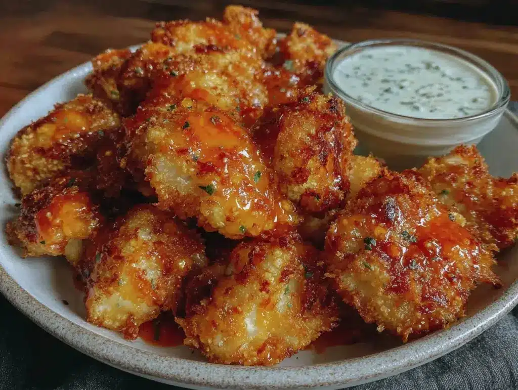 crispy buffalo cauliflower bites - featured image