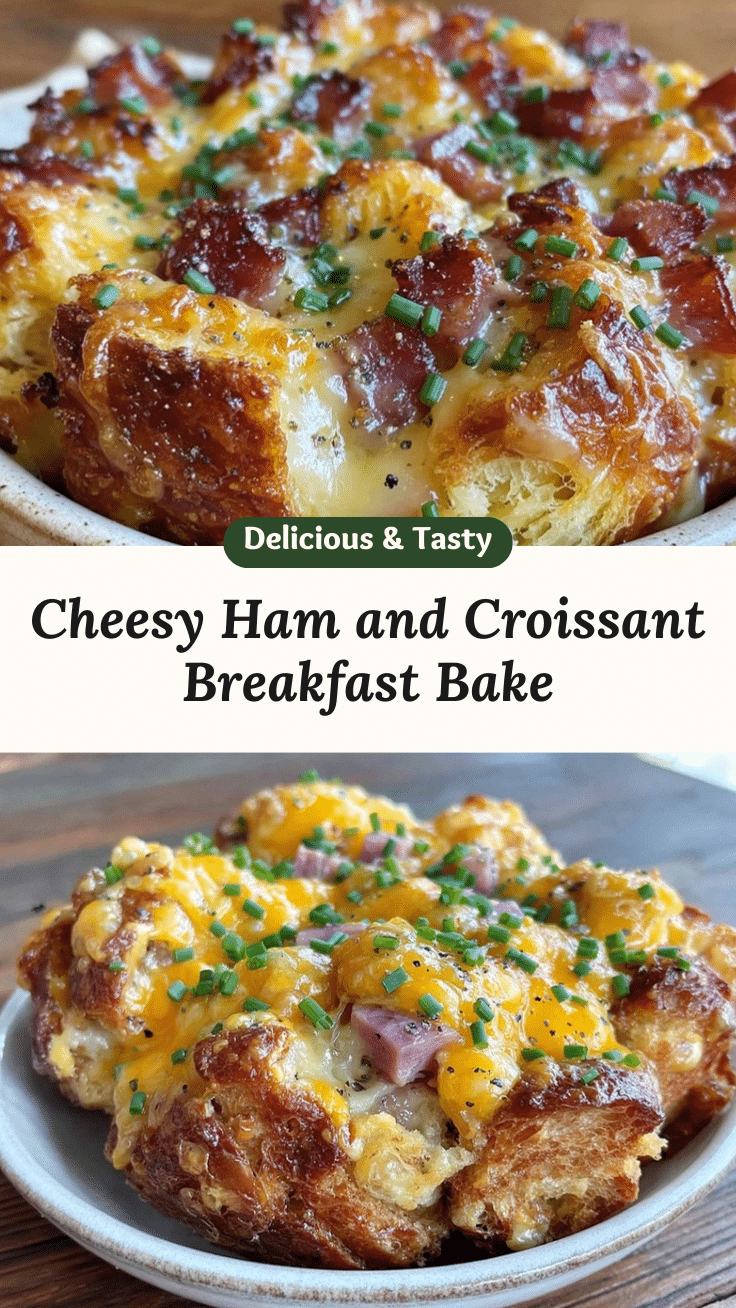 crispy ham and cheese croissant breakfast casserole recipe