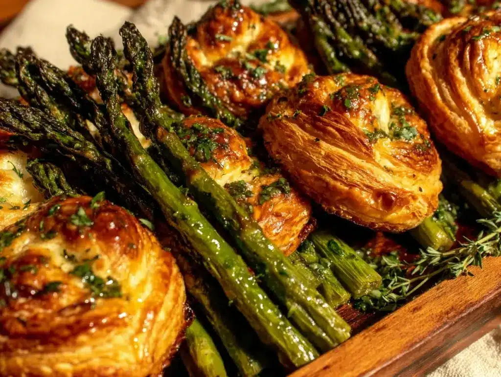 crispy high-protein asparagus puff pastry bites - featured image