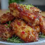 crispy honey garlic glazed chicken wings - featured image