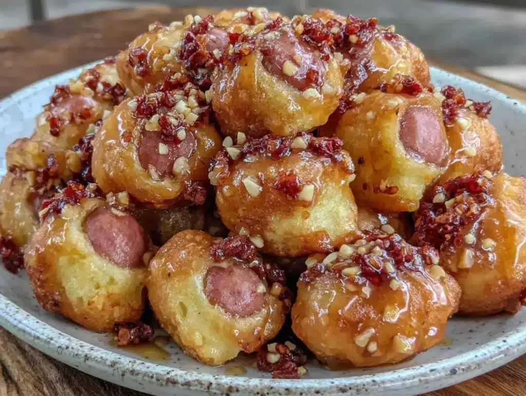 crispy hot honey mini corn dog bites - featured image