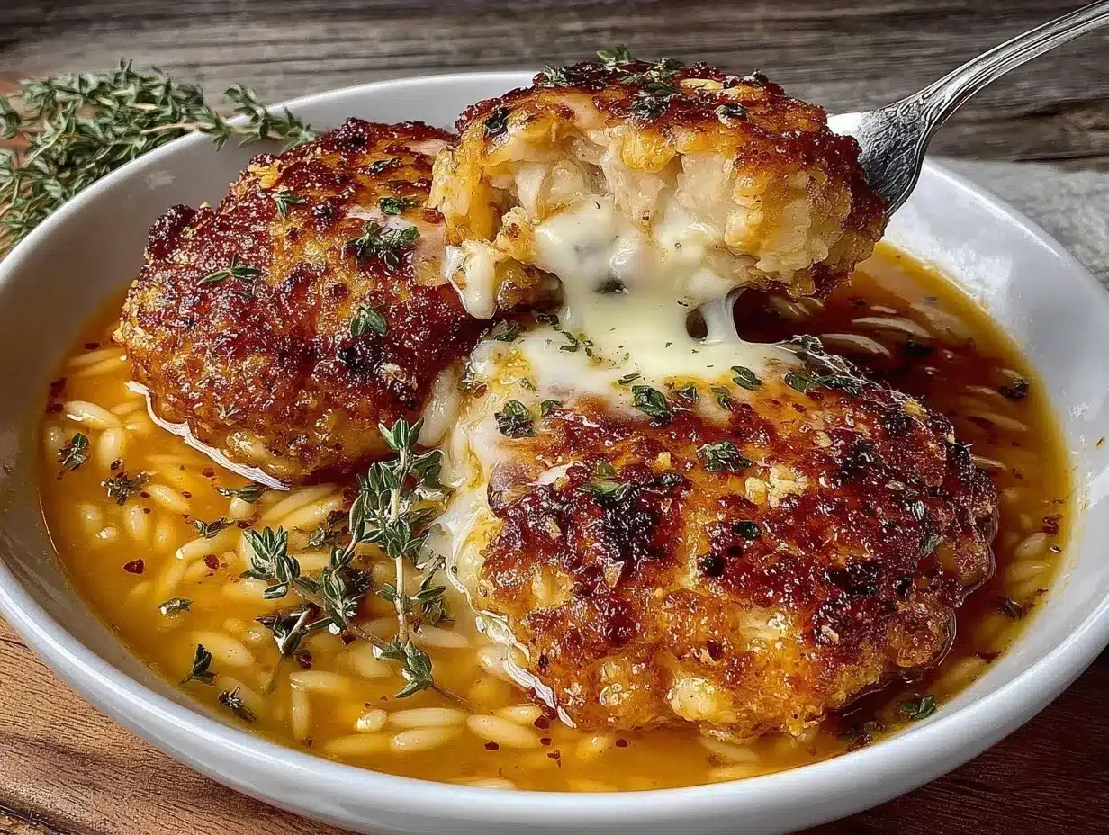 crispy lemon chicken orzo soup preparation steps