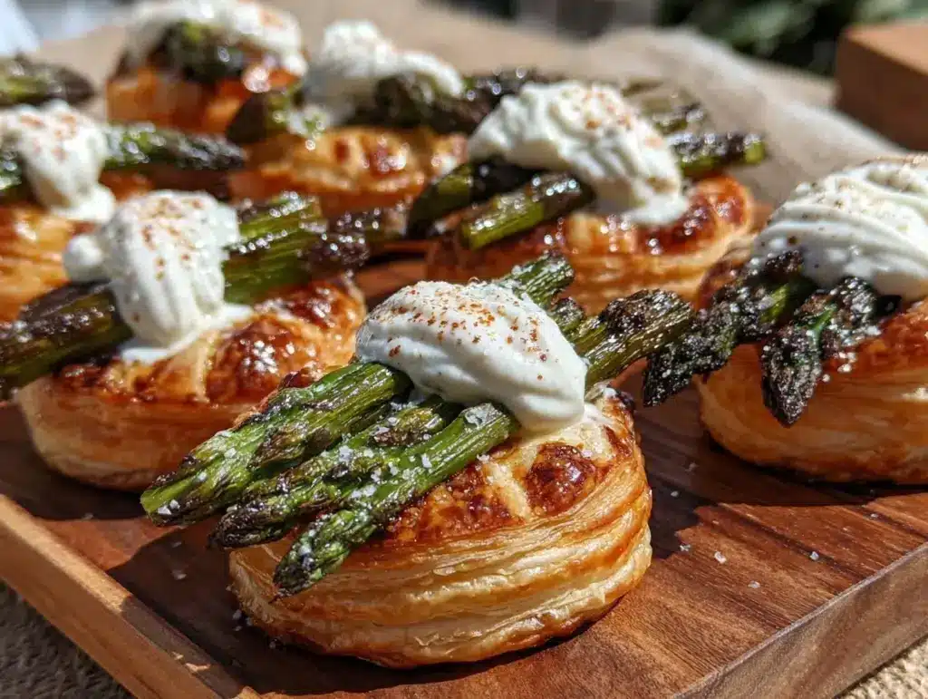 crispy overnight asparagus puff pastry bites - featured image