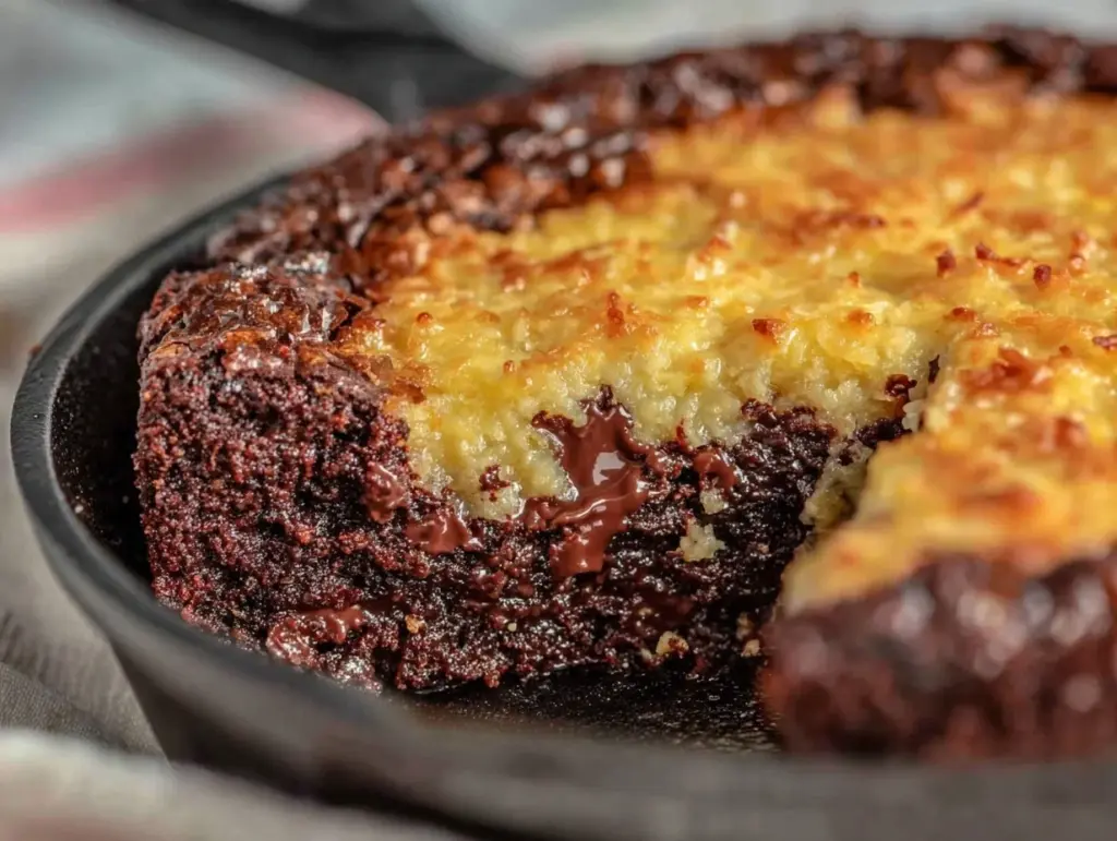 crispy skillet almond flour brownies - featured image