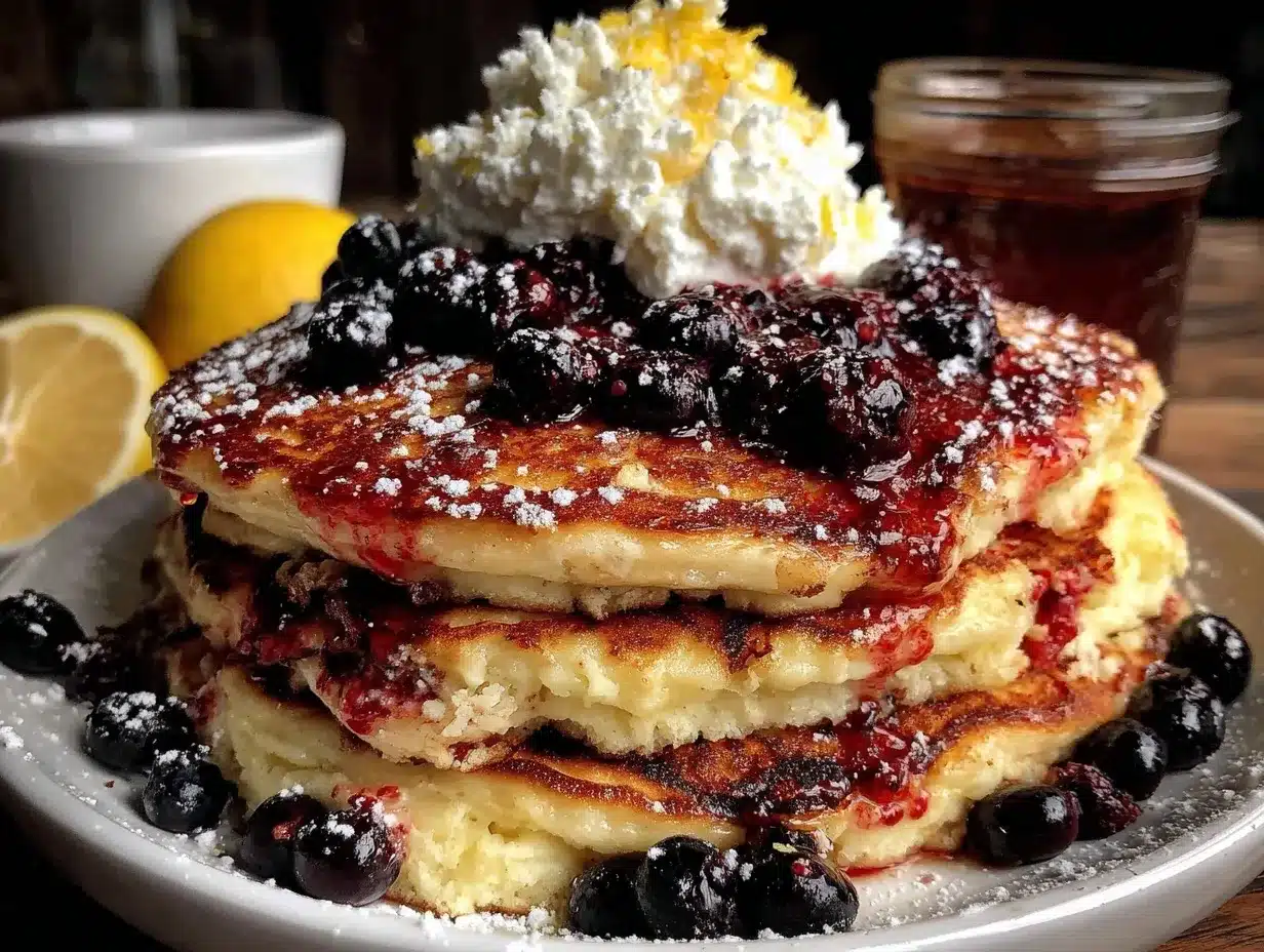 fluffy lemon blueberry ricotta pancakes preparation steps