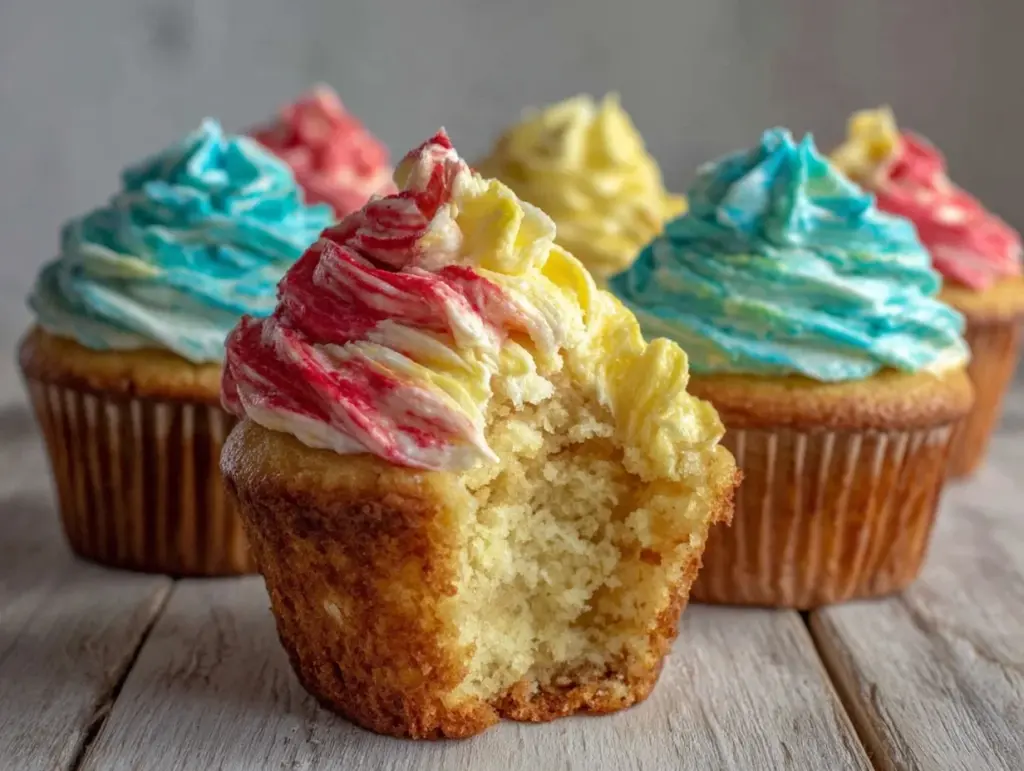 fluffy school colors cupcakes - featured image