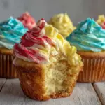 fluffy school colors cupcakes - featured image