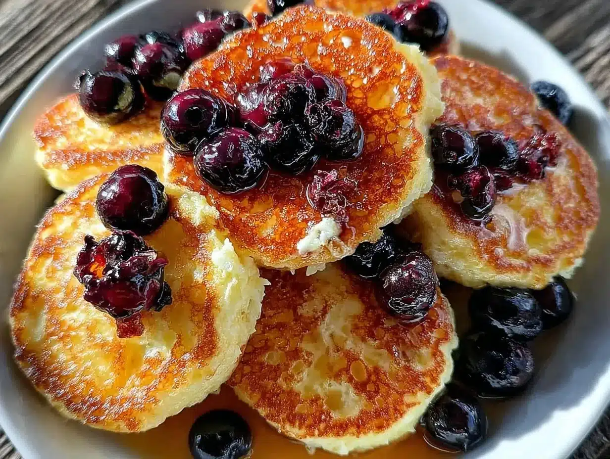 fluffy sheet pan pancakes with blueberries preparation steps