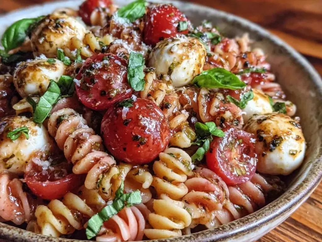 fresh caprese pasta salad - featured image