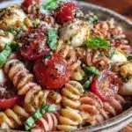 fresh caprese pasta salad - featured image