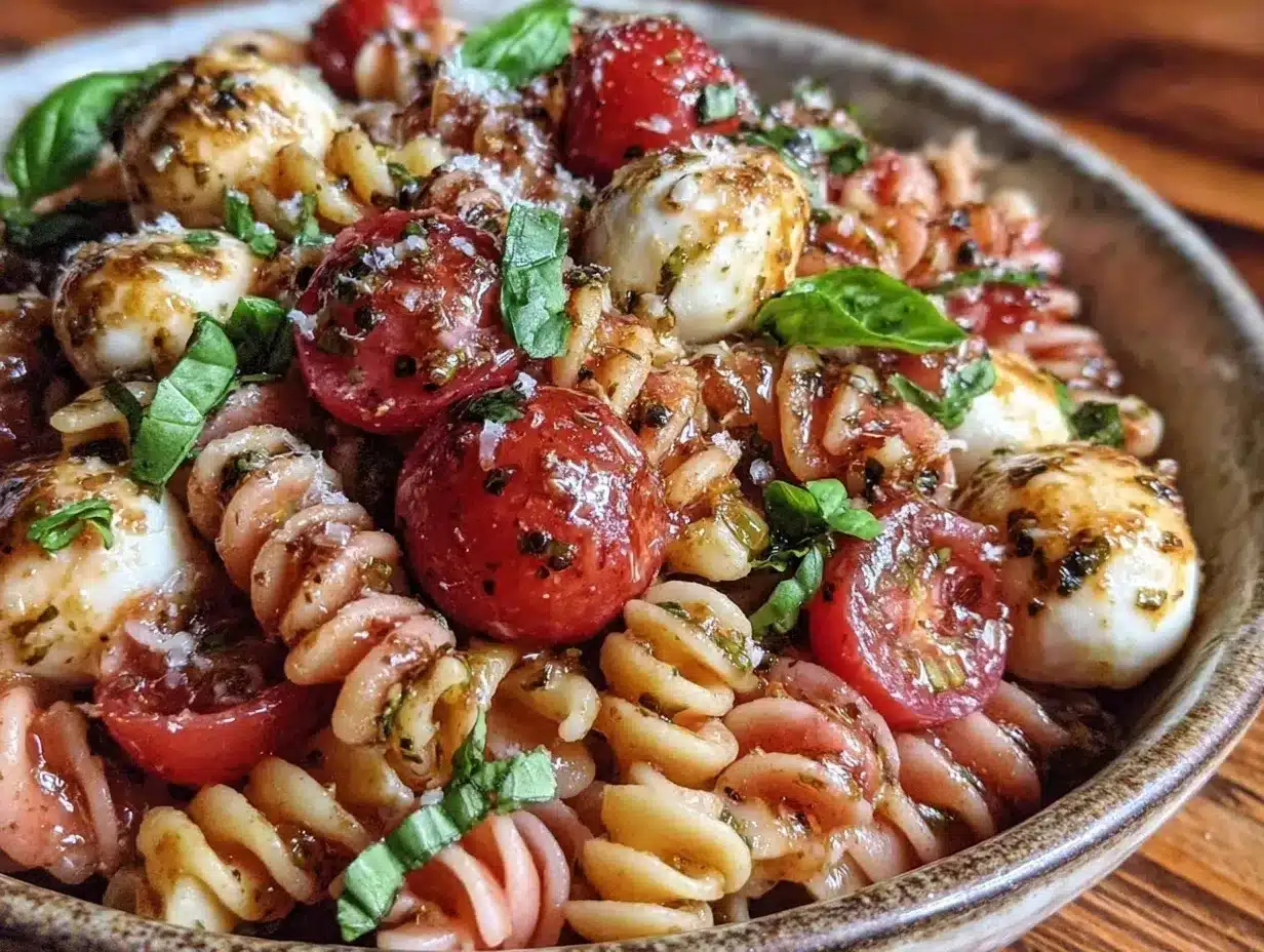 fresh caprese pasta salad preparation steps