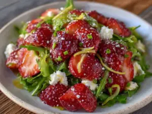 fresh gluten-free strawberry goat cheese salad - featured image