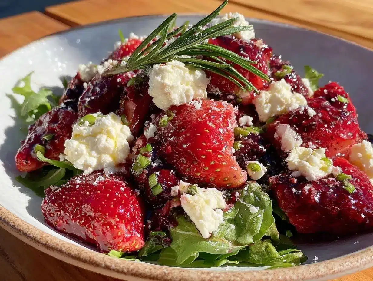 fresh gluten-free strawberry goat cheese salad preparation steps