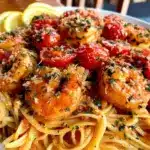 fresh lemon garlic shrimp pasta - featured image