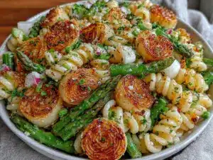 fresh spring vegetable pasta salad - featured image