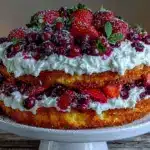 fresh strawberry shortcake layer cake - featured image