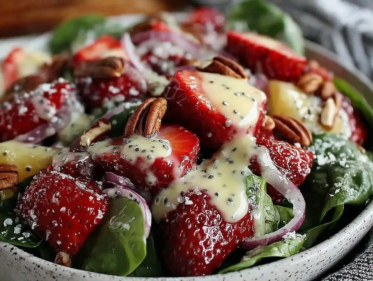 fresh strawberry spinach salad preparation steps