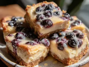 gluten-free lemon blueberry cheesecake bars - featured image