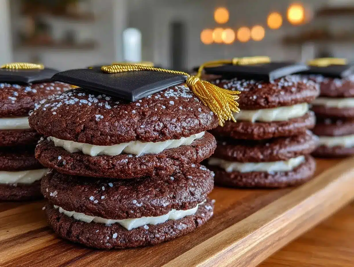 graduation cap cookie sandwiches preparation steps