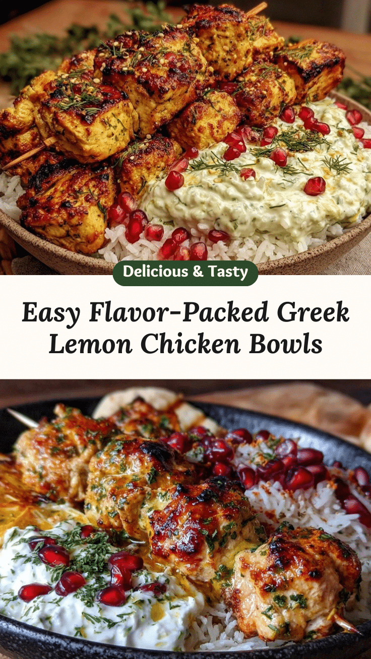 greek lemon chicken souvlaki bowls recipe