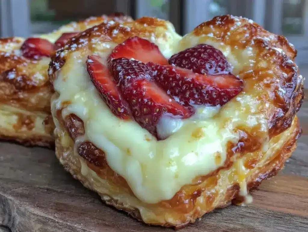 heart-shaped strawberry cream cheese danish - featured image