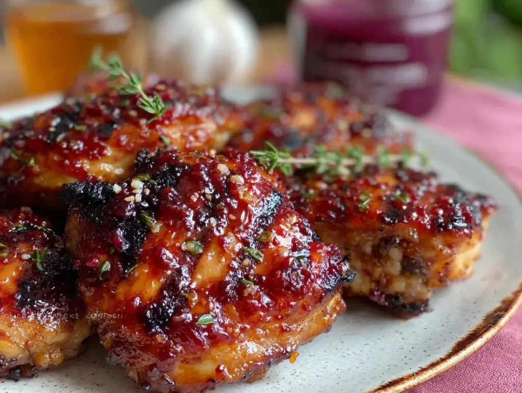 honey garlic glazed grilled chicken thighs - featured image