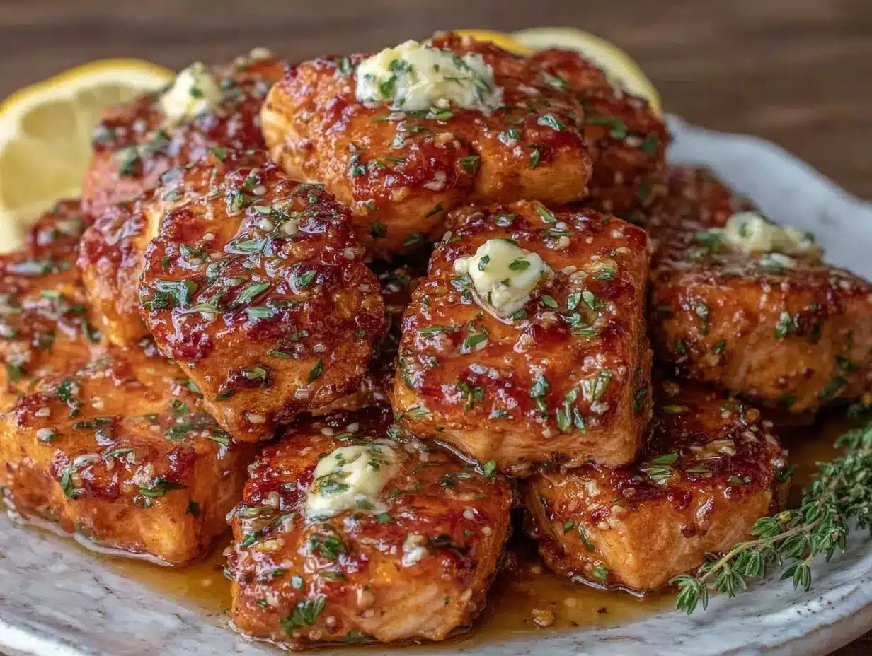 honey garlic salmon bites preparation steps