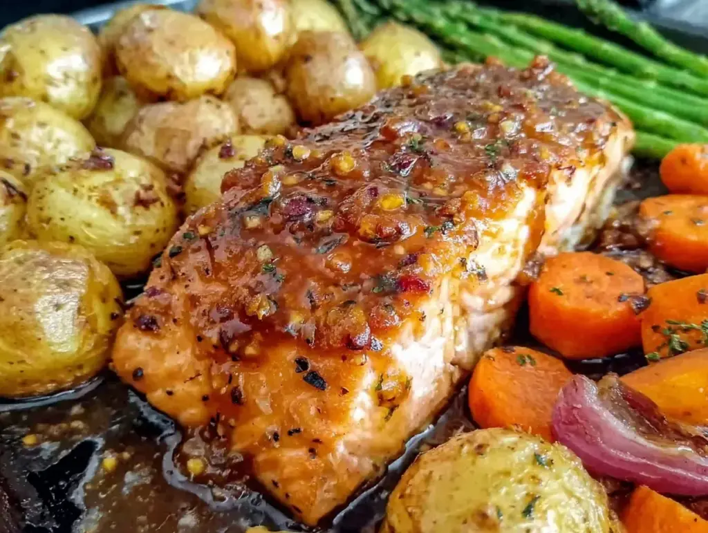 honey mustard salmon sheet pan dinner - featured image