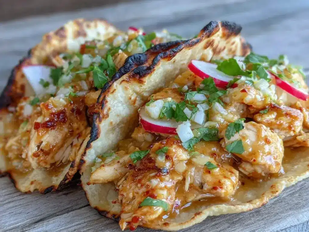 honey mustard shredded chicken tacos - featured image