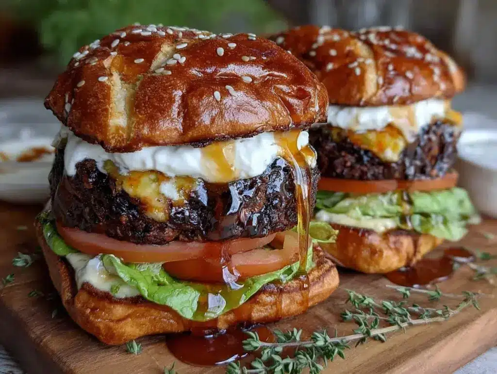 hot honey black bean burgers - featured image