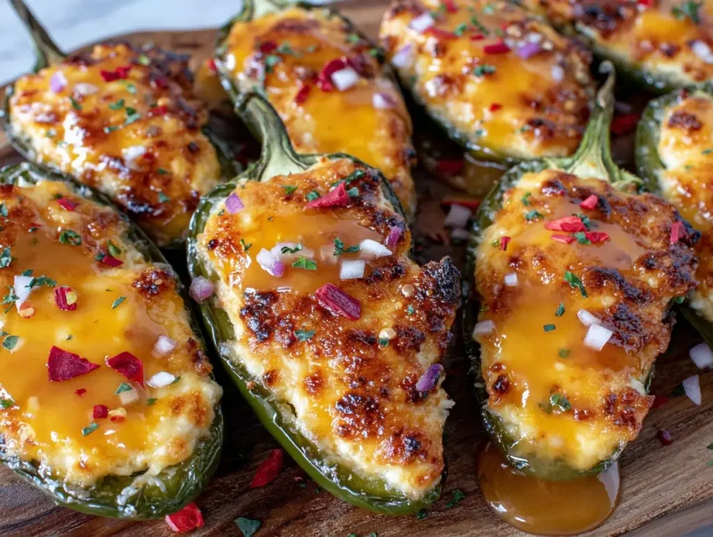 hot honey cheese-stuffed jalapeño poppers - featured image
