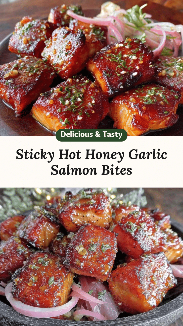 hot honey garlic salmon bites recipe