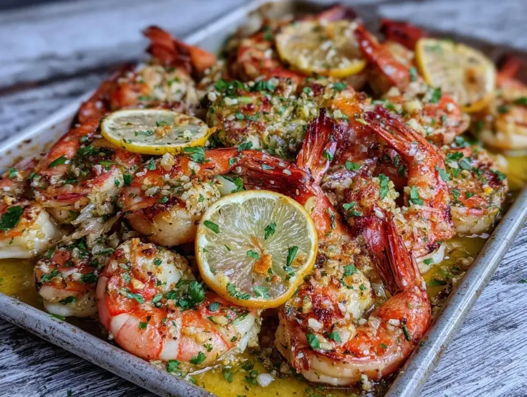 keto sheet pan lemon garlic shrimp - featured image