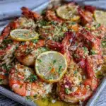 keto sheet pan lemon garlic shrimp - featured image