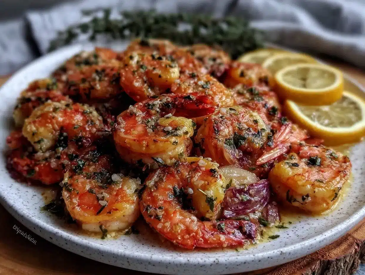 lemon garlic shrimp sheet pan recipe - featured image