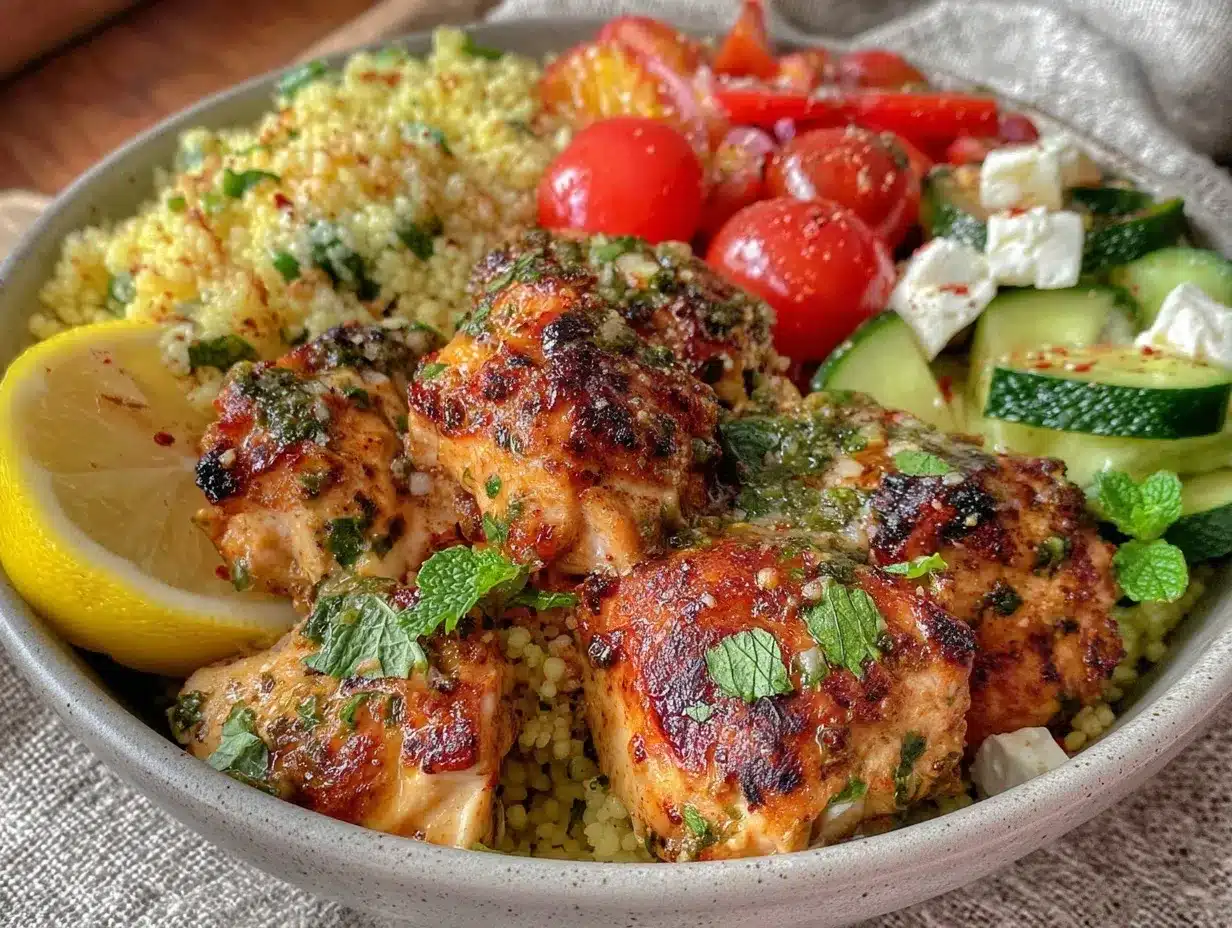 Mediterranean chicken meal prep bowls preparation steps
