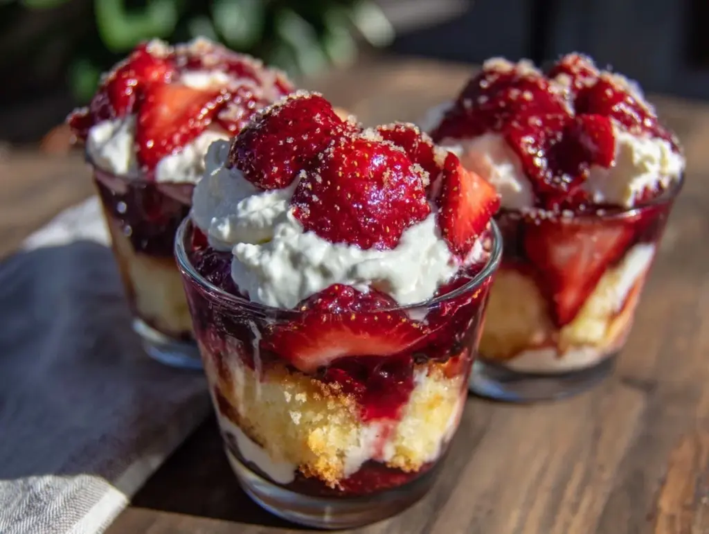 no-bake strawberry shortcake parfait cups - featured image