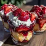 no-bake strawberry shortcake parfait cups - featured image
