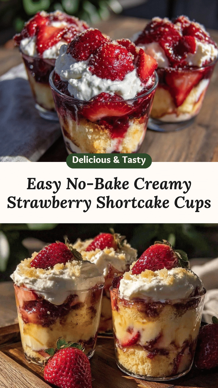 no-bake strawberry shortcake parfait cups recipe