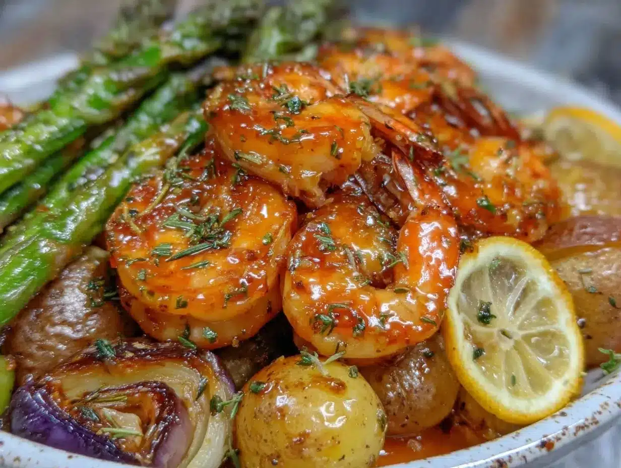 one-bowl sheet pan lemon garlic shrimp preparation steps