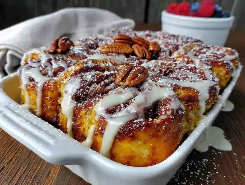 overnight cinnamon roll french toast casserole - featured image
