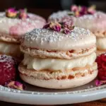 raspberry rose macarons - featured image