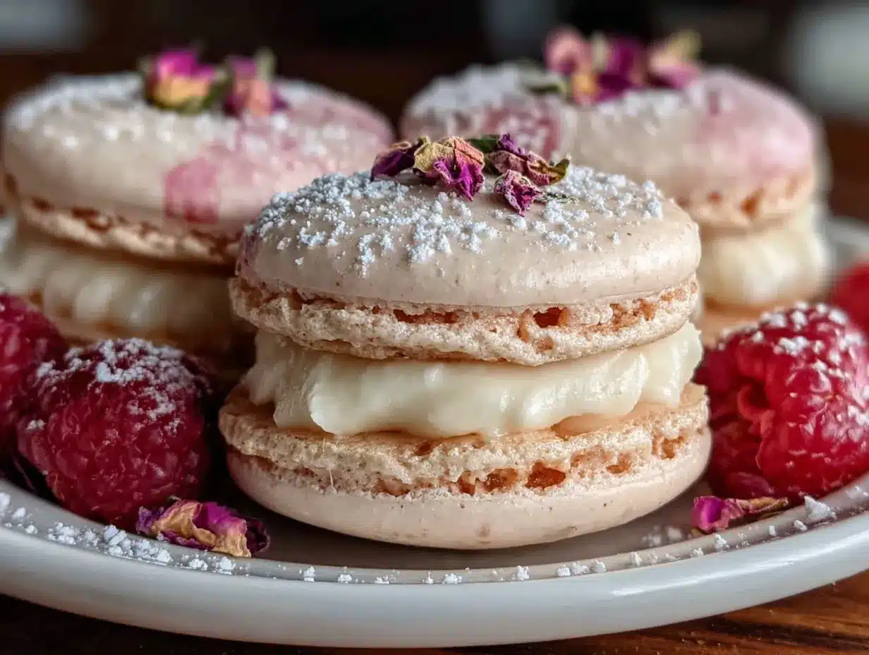 raspberry rose macarons preparation steps